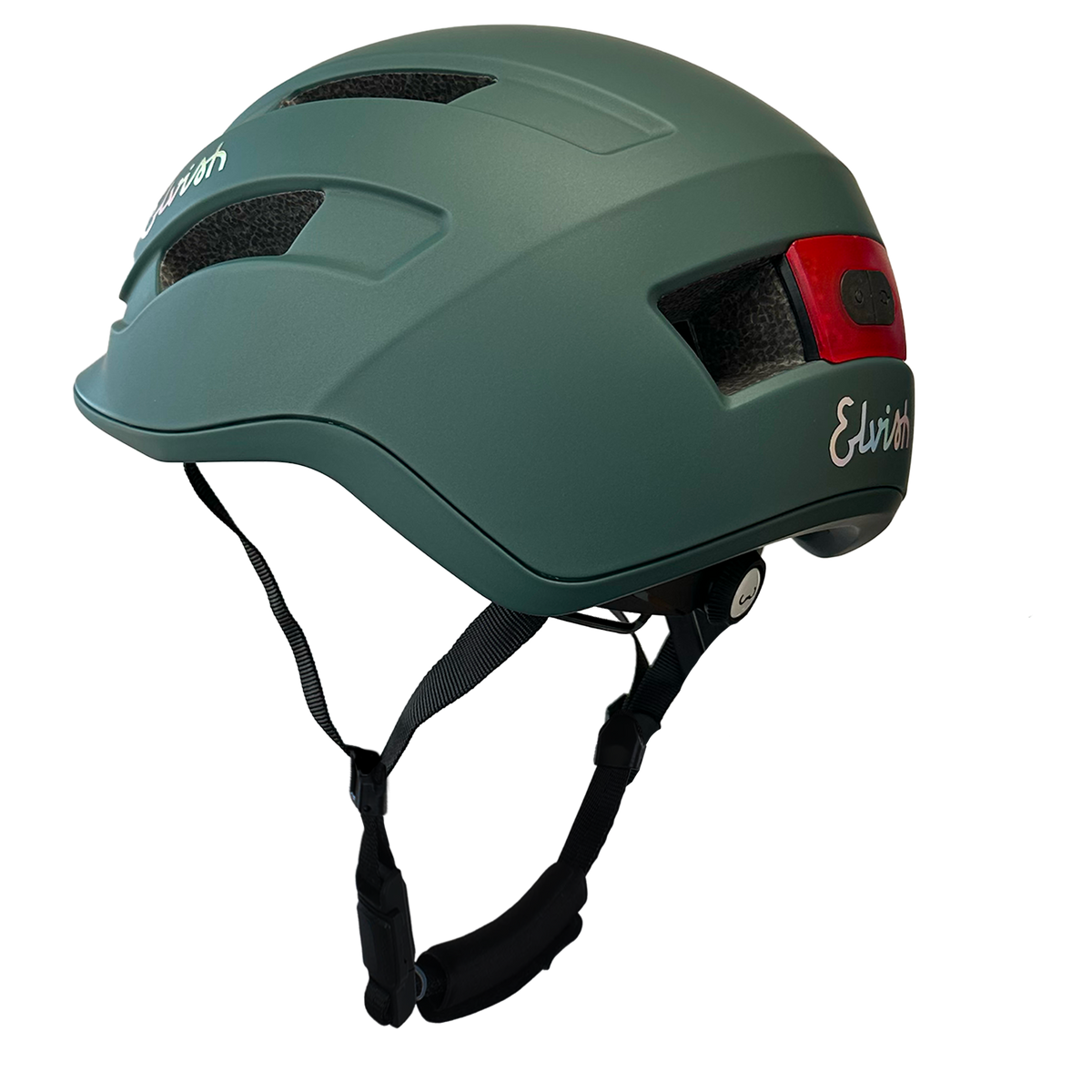 Velotaffeur Metal Green helm - achterkant met LED
